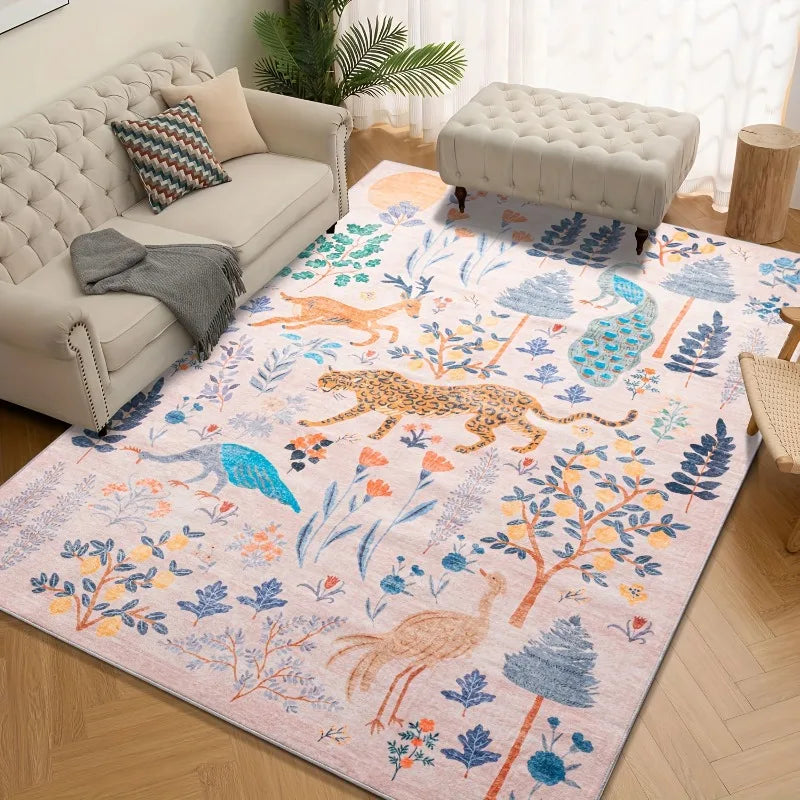Jungle Animal Green Rugs Tiger Area Carpet for Living Room Non Slip Machine Washable Floor Mat Home Decor Bedroom Nursery Rug 러그