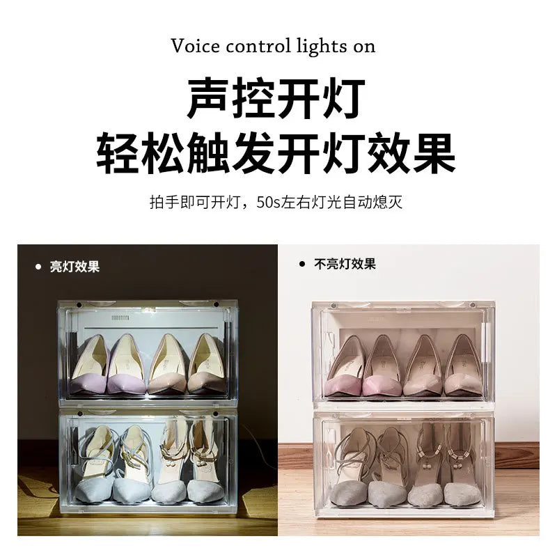 Transparent Luminous Shoe Box Side Door Acrylic Plastic Basketball Shoe Storage Box Net Red Shoe Wall anti Oxidation