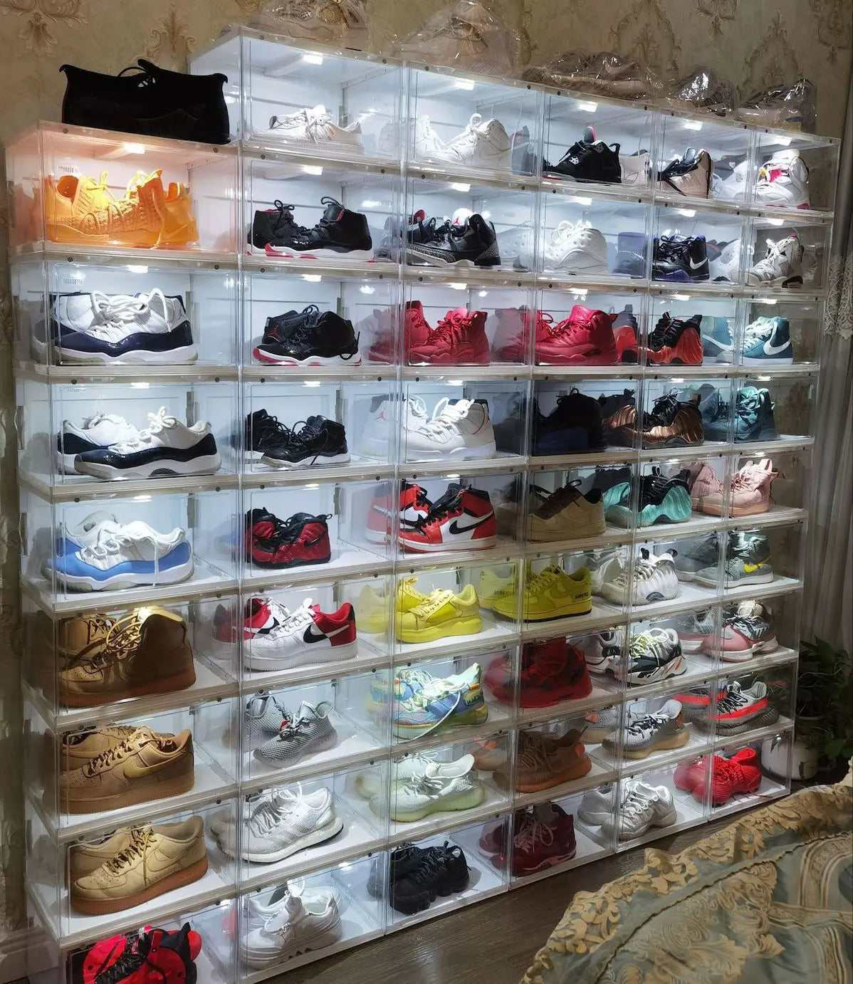 Transparent Luminous Shoe Box Side Door Acrylic Plastic Basketball Shoe Storage Box Net Red Shoe Wall anti Oxidation