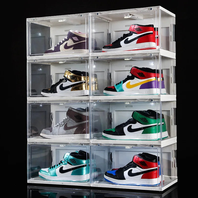 Transparent Luminous Shoe Box Side Door Acrylic Plastic Basketball Shoe Storage Box Net Red Shoe Wall anti Oxidation