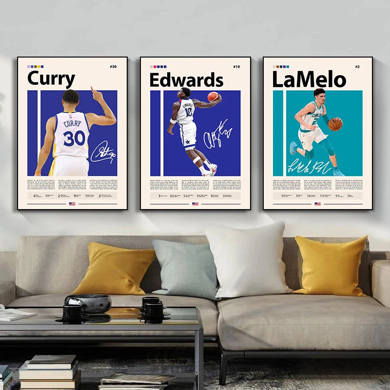 Basketball Players Series Poster Print Canvas Art Pictures Home for Living Room and Bedroom Modern Wall Decor Frameless Painting