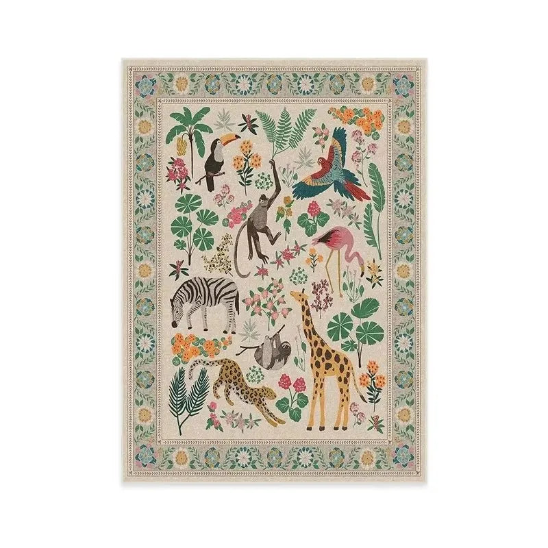 Jungle Animal Green Rugs Tiger Area Carpet for Living Room Non Slip Machine Washable Floor Mat Home Decor Bedroom Nursery Rug 러그
