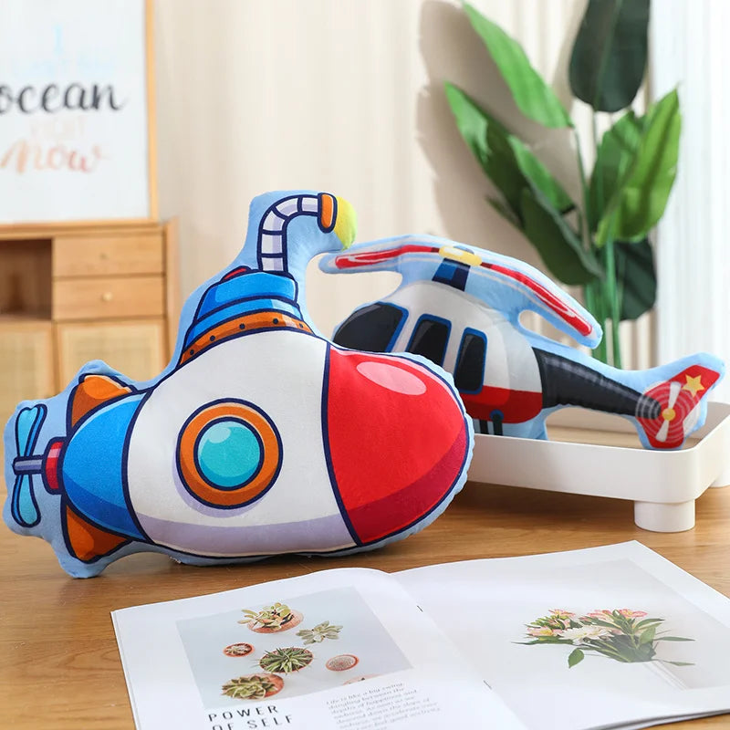 Cartoon Police Car Fire Truck Excavator Plush Toys Stuffed Doll Hug Pillows Chair Cushion Kids Children Boys Gifts Room Decor