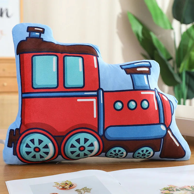 Cartoon Police Car Fire Truck Excavator Plush Toys Stuffed Doll Hug Pillows Chair Cushion Kids Children Boys Gifts Room Decor