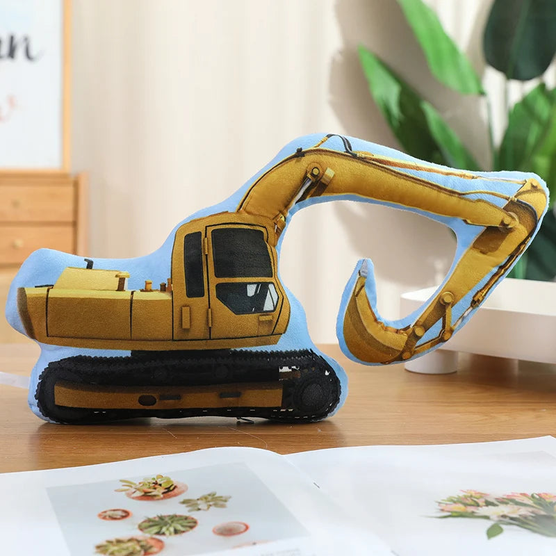 Cartoon Police Car Fire Truck Excavator Plush Toys Stuffed Doll Hug Pillows Chair Cushion Kids Children Boys Gifts Room Decor
