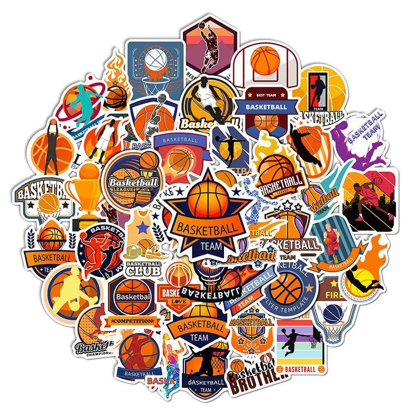 Newly 50PCS Trendy Cool Motivational Sport Slam Dunk Cartoon Basketball Sticker