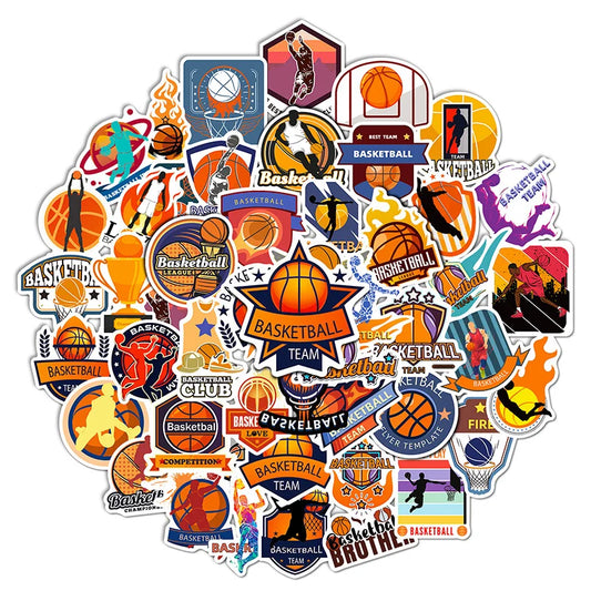 Newly 50PCS Trendy Cool Motivational Sport Slam Dunk Cartoon Basketball Sticker