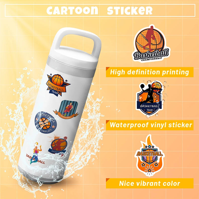 Newly 50PCS Trendy Cool Motivational Sport Slam Dunk Cartoon Basketball Sticker