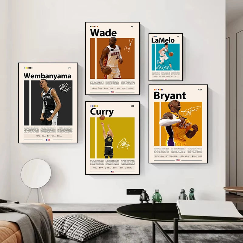 Basketball Players Series Poster Print Canvas Art Pictures Home for Living Room and Bedroom Modern Wall Decor Frameless Painting