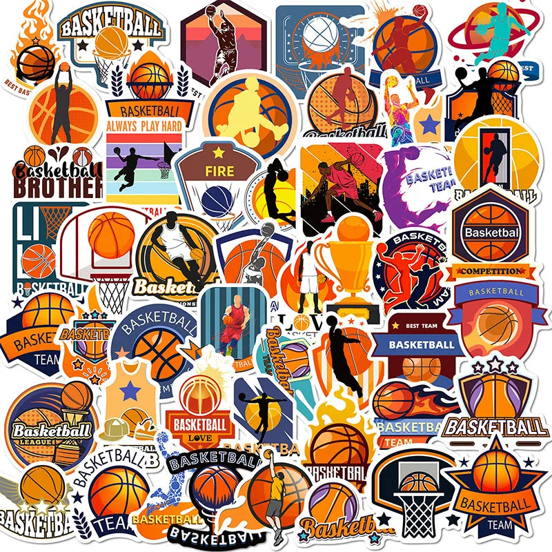 Newly 50PCS Trendy Cool Motivational Sport Slam Dunk Cartoon Basketball Sticker