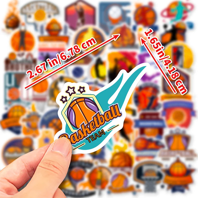 Newly 50PCS Trendy Cool Motivational Sport Slam Dunk Cartoon Basketball Sticker