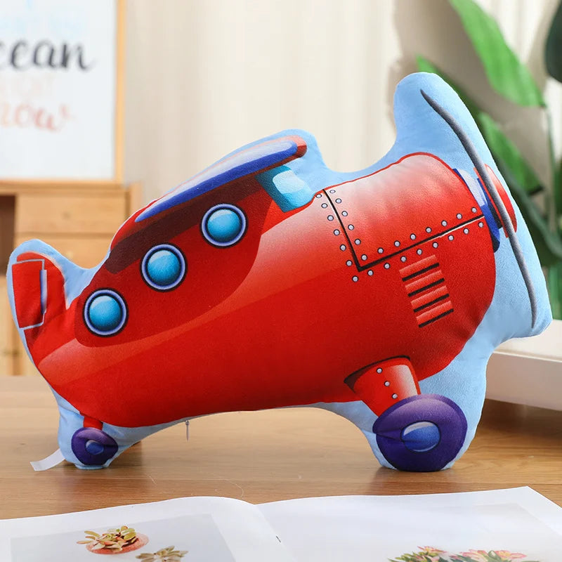 Cartoon Police Car Fire Truck Excavator Plush Toys Stuffed Doll Hug Pillows Chair Cushion Kids Children Boys Gifts Room Decor