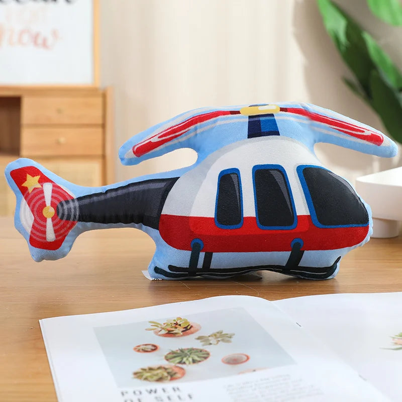 Cartoon Police Car Fire Truck Excavator Plush Toys Stuffed Doll Hug Pillows Chair Cushion Kids Children Boys Gifts Room Decor