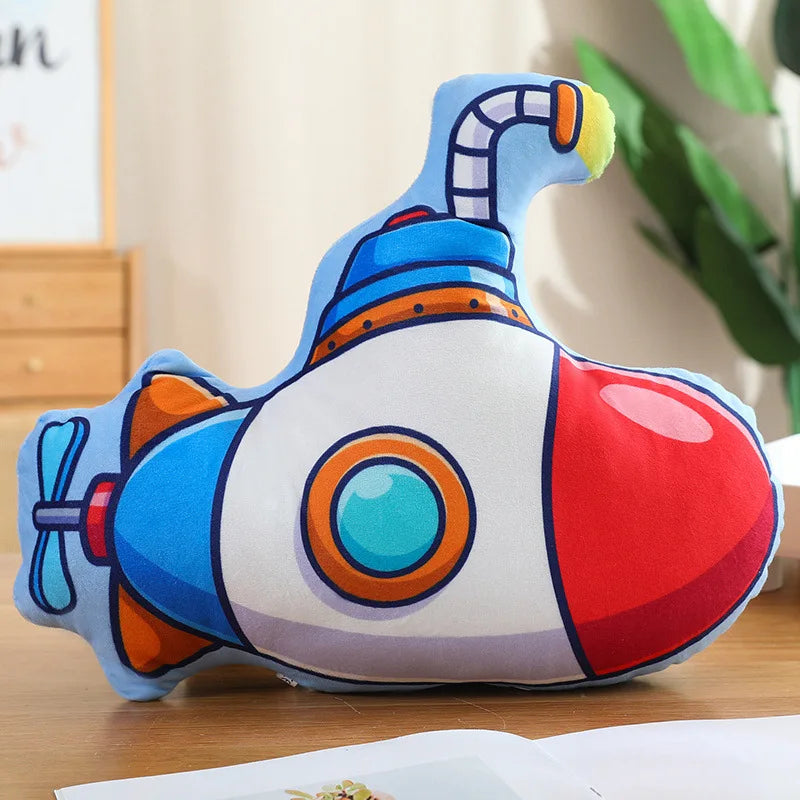 Cartoon Police Car Fire Truck Excavator Plush Toys Stuffed Doll Hug Pillows Chair Cushion Kids Children Boys Gifts Room Decor
